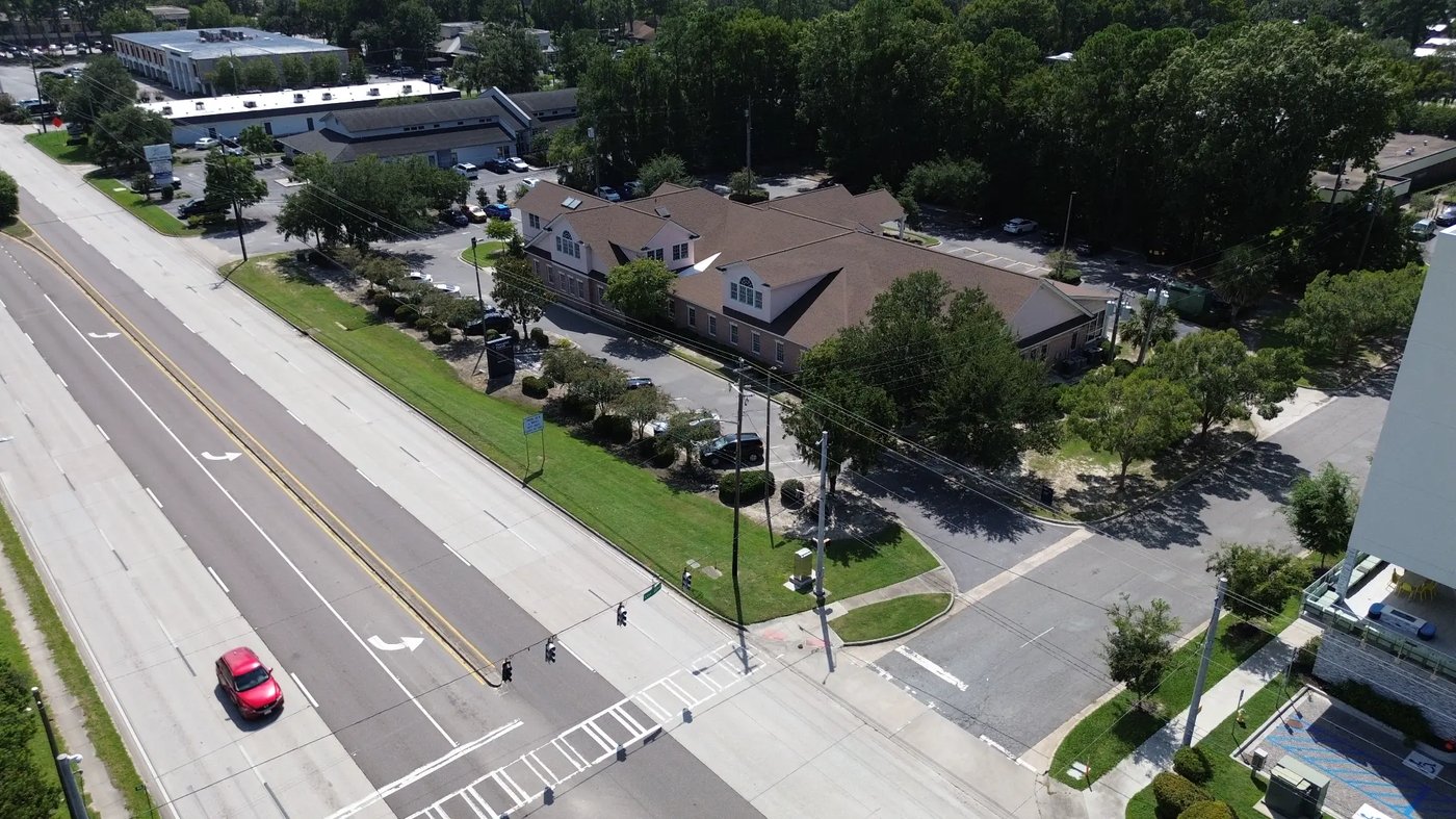 Aerial view of corner at Abercorn and Lee Boulevard