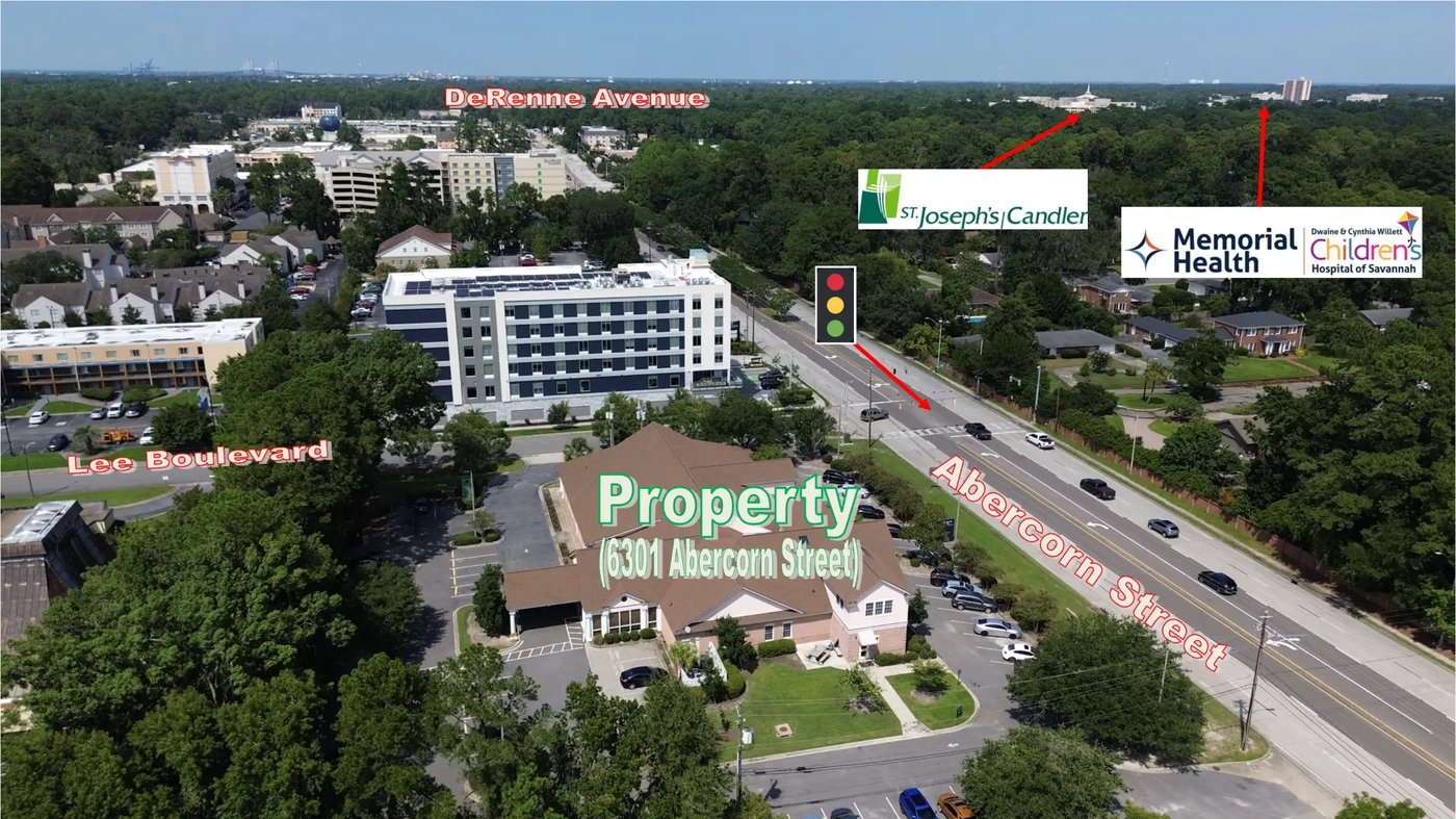 Aerial view showing property location between St. Joseph's/Candler and Memorial Health