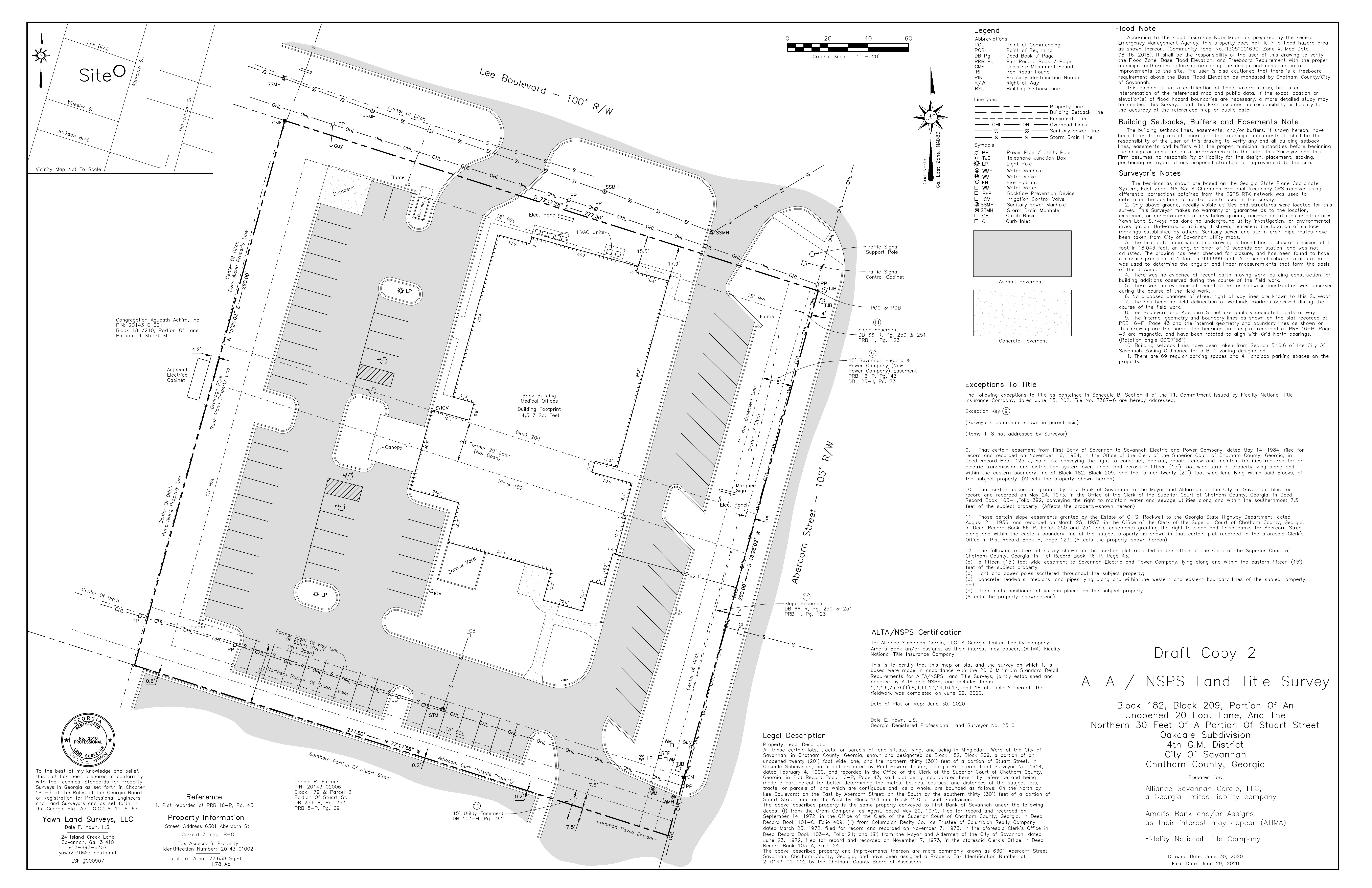 ALTA/NSPS Land Title Survey — 6301 Abercorn Street, Savannah GA — Block 182, Block 209, Chatham County