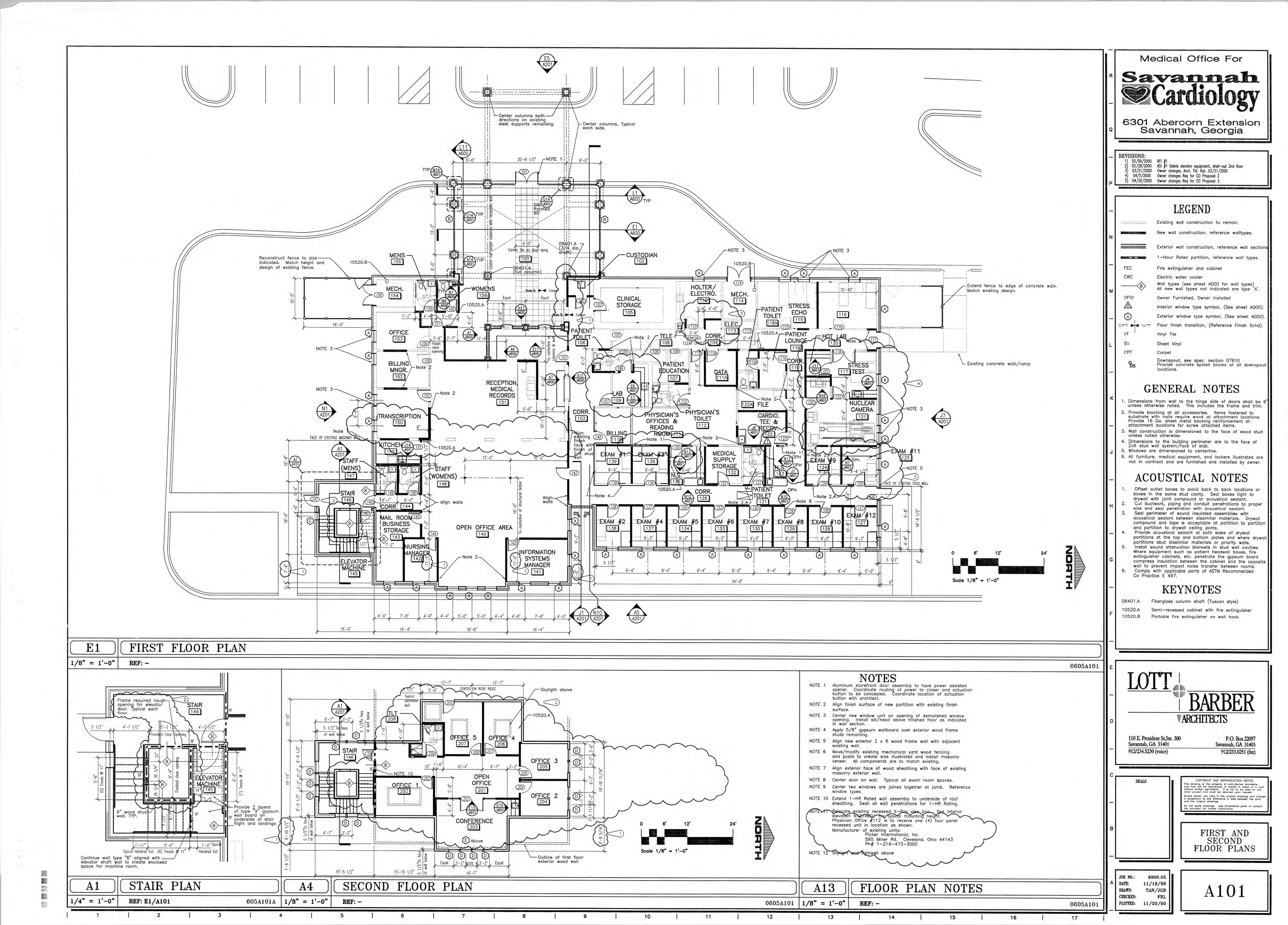 Original floor plan — First and Second Floor, Savannah Cardiology, 6301 Abercorn